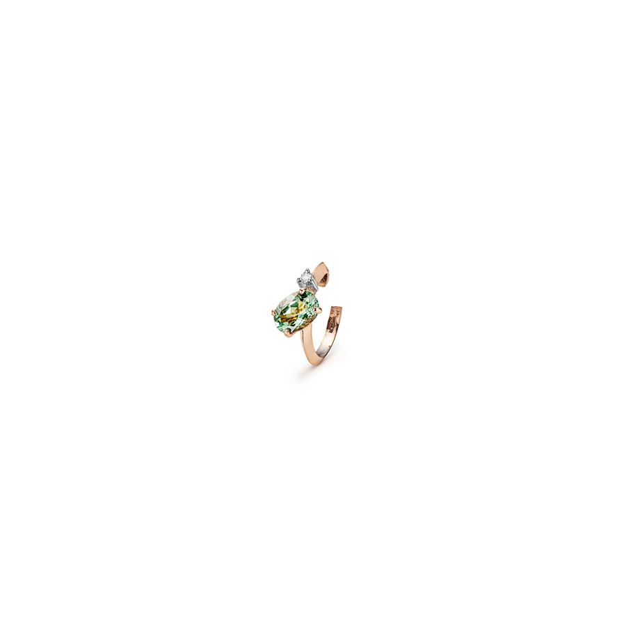 Ear cuff 'Balance' oro rosa con tormalina verde chiaro BALANCE | OR1 MONO TORMVC CT 0,02